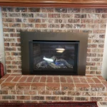 gas powered fireplace brick mantle