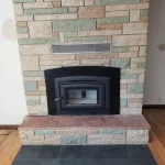 wood burning stove colorful brick outline