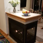 gas powered fireplace under counter space