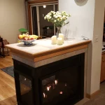 gas powered fireplace under counter space left angle