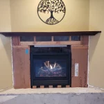 gas powered fireplace before finished installation